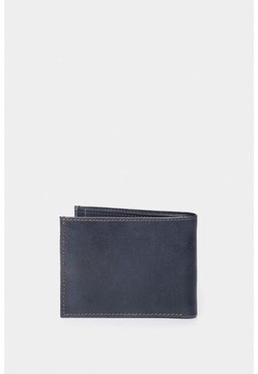 Billetera Humanista De Cuero Para Hombre Costuras Contraste Azul Oscuro Billetera Humanista De Cuero Para Hombre Costuras Contraste Azul Oscuro VÉLEZ