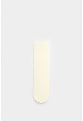 Calcetín Largo En Encaje Para Mujer Icaro Calcetín Largo En Encaje Para Mujer Icaro Crema XS VÉLEZ