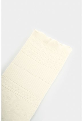 Calcetín Largo En Encaje Para Mujer Icaro Calcetín Largo En Encaje Para Mujer Icaro Crema XS VÉLEZ