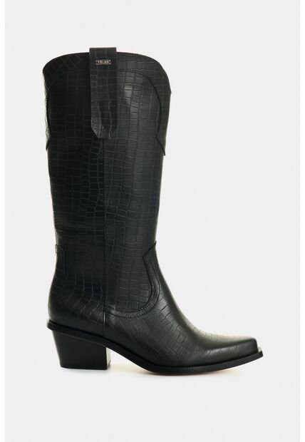 Botas De Cuero Grabado Para Mujer Gem Botas De Cuero Grabado Para Mujer Gem Negro 37 VÉLEZ