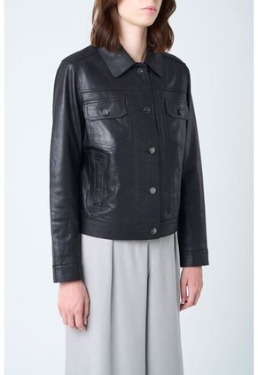 Chaqueta Kalaha De Cuero Para Mujer Silueta Trucker Chaqueta Kalaha De Cuero Para Mujer Silueta Trucker Negro L VÉLEZ