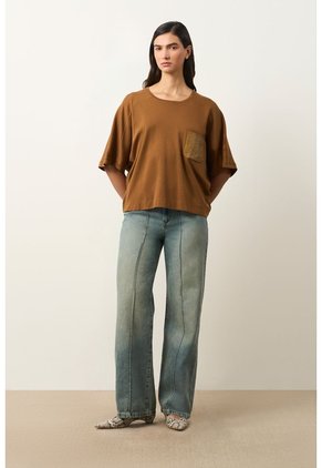 Camiseta Manga Ranglan Para Mujer Nacarina Camiseta Manga Ranglan Para Mujer Nacarina Miel L VÉLEZ
