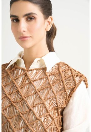 Chaleco Tejido De Cuero Para Mujer Ciruela Chaleco Tejido De Cuero Para Mujer Ciruela Natural XS VÉLEZ