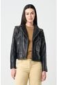 Chaqueta Biker De Cuero Para Mujer Cristales Chaqueta Biker De Cuero Para Mujer Cristales Negro Perlado M VÉLEZ de Vélez