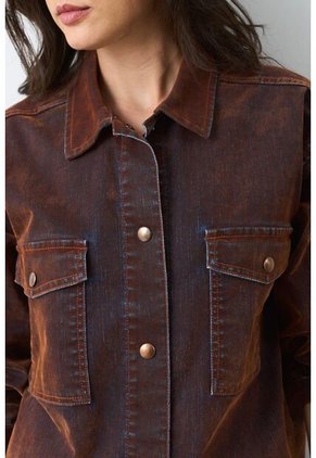 Chaqueta Oversized En Denim Gamuzado Para Mujer Bronce Chaqueta Oversized En Denim Gamuzado Para Mujer Bronce Bronce M VÉLEZ