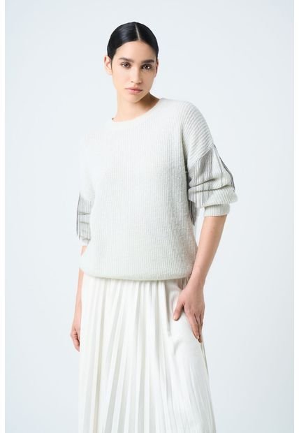 Sweater Draco Tejido Para Mujer Detalle Flecos Y Millaré Sweater Draco Tejido Para Mujer Detalle Flecos Y Millaré Crema XL Vélez