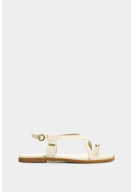 Sandalia Plana De Cuero Para Mujer Kira Sandalia Plana De Cuero Para Mujer Kira Beige 36 VÉLEZ