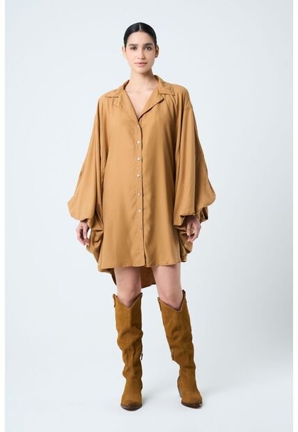 Vestido Sereno Para Mujer Manga Murciélago Vestido Sereno Para Mujer Manga Murciélago Ocre 12 VÉLEZ