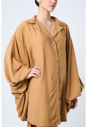 Vestido Sereno Para Mujer Manga Murciélago Vestido Sereno Para Mujer Manga Murciélago Ocre 12 VÉLEZ