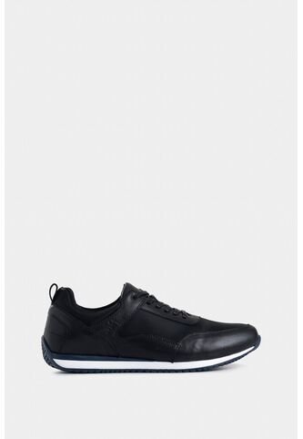 Tenis Engeil 3 De Cuero Para Hombre Detalle Textil Tenis Engeil 3 De Cuero Para Hombre Detalle Textil Negro 38 VÉLEZ Vélez