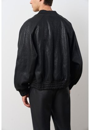 Chaqueta Bomber En Cuero Texturizado Para Hombre Calypso Chaqueta Bomber En Cuero Texturizado Para Hombre Calypso Negro XXXL VÉLEZ