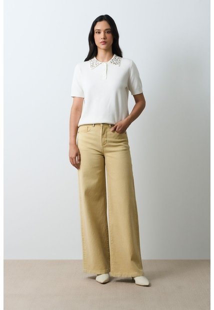 Polo Tejida Manga Corta Para Mujer Almaris Polo Tejida Manga Corta Para Mujer Almaris Crema L VÉLEZ