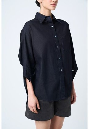 Camisa Vega Para Mujer Efecto Encerado Camisa Vega Para Mujer Efecto Encerado Azul Oscuro S VÉLEZ