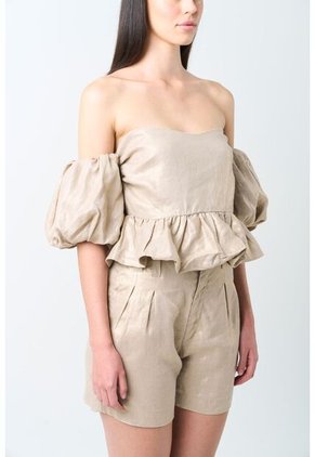 Camisa Elios En Lino Para Mujer Silueta Cropped Camisa Elios En Lino Para Mujer Silueta Cropped Arena M VÉLEZ