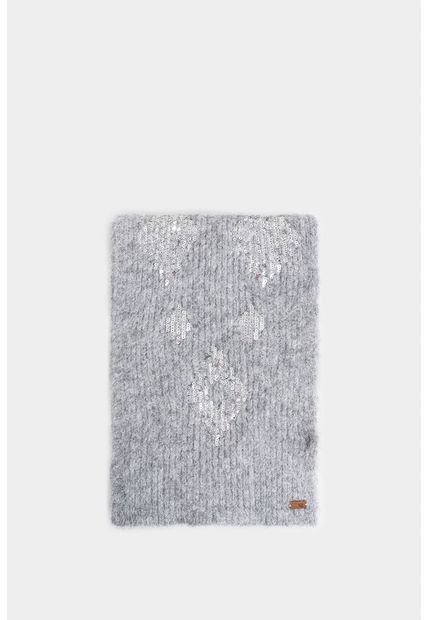 Bufanda Tejida Platino Para Mujer Detalle Lentejuelas Bufanda Tejida Platino Para Mujer Detalle Lentejuelas Gris XS Vélez