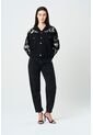 Chaqueta Trucker En Denim Y Cuero Para Mujer Soren Chaqueta Trucker En Denim Y Cuero Para Mujer Soren Negro M VÉLEZ de Vélez