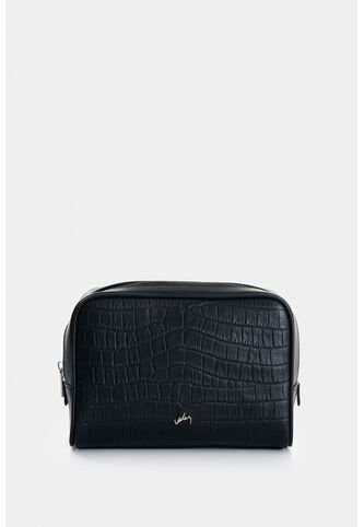 Cosmetiquera Aria De Cuero Para Mujer Detalle Grabado Cosmetiquera Aria De Cuero Para Mujer Detalle Grabado Negro VÉLEZ Vélez