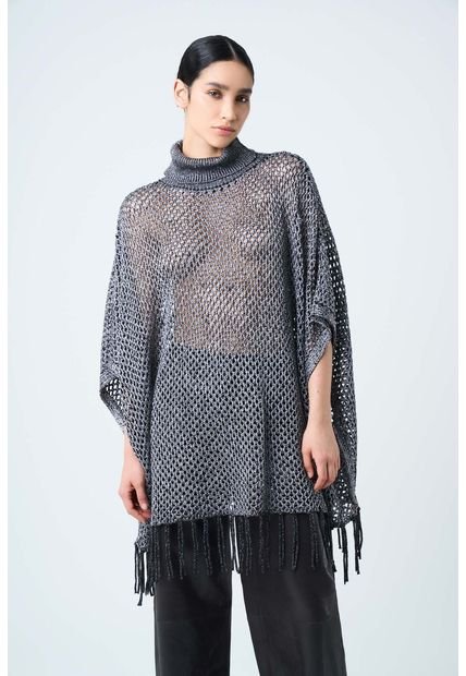 Poncho Lyra Tejido Para Mujer Flecos Poncho Lyra Tejido Para Mujer Flecos Plata M Vélez