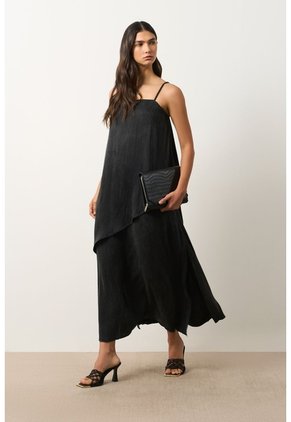 Vestido Loa Maxi Con Efecto Satinado Para Mujer Vestido Loa Maxi Con Efecto Satinado Para Mujer Negro 12 VÉLEZ