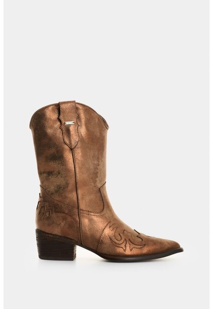 Botas Texanas Dino En Cuero Metalizado Para Mujer Botas Texanas Dino En Cuero Metalizado Para Mujer Bronce 41 VÉLEZ