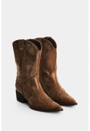 Botas Texanas Dino En Cuero Metalizado Para Mujer Botas Texanas Dino En Cuero Metalizado Para Mujer Bronce 41 VÉLEZ
