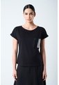 Camiseta Manga Corta Para Mujer Bolsillo Cuero Camiseta Manga Corta Para Mujer Bolsillo Cuero Negro L VÉLEZ de Vélez