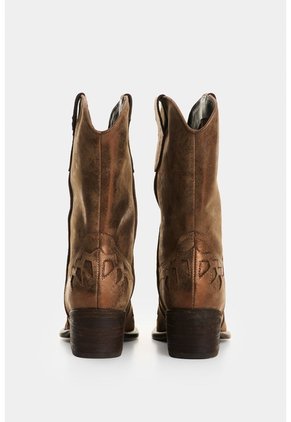 Botas Texanas Dino En Cuero Metalizado Para Mujer Botas Texanas Dino En Cuero Metalizado Para Mujer Bronce 41 VÉLEZ