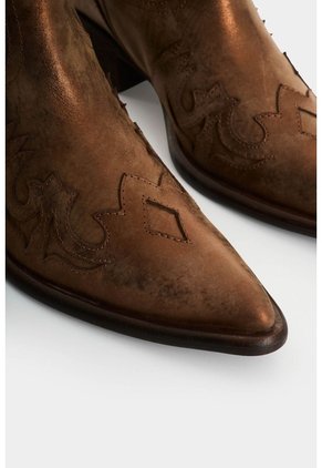 Botas Texanas Dino En Cuero Metalizado Para Mujer Botas Texanas Dino En Cuero Metalizado Para Mujer Bronce 41 VÉLEZ