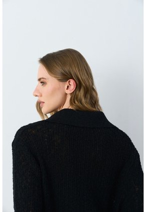 Polo Tejida Manga Larga Para Mujer Hazel Polo Tejida Manga Larga Para Mujer Hazel Negro L VÉLEZ