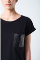 Camiseta Manga Corta Para Mujer Bolsillo Cuero Camiseta Manga Corta Para Mujer Bolsillo Cuero Negro L VÉLEZ de Vélez
