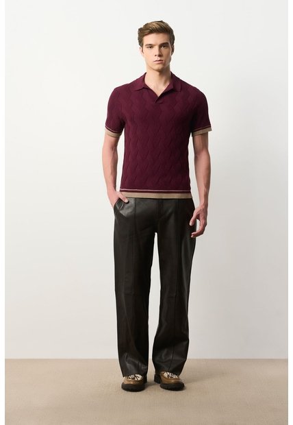 Polo Manga Corta Tejida Para Hombre Aura Polo Manga Corta Tejida Para Hombre Aura Vinotinto M VÉLEZ