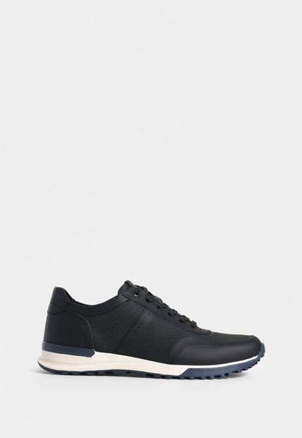 Tenis Vuelos De Cuero Para Hombre Combinación De Texturas Tenis Vuelos De Cuero Para Hombre Combinación De Texturas Negro 41 Vélez