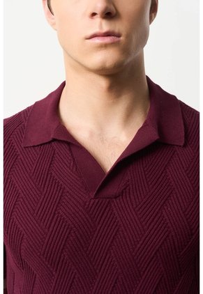 Polo Manga Corta Tejida Para Hombre Aura Polo Manga Corta Tejida Para Hombre Aura Vinotinto M VÉLEZ