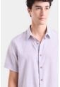 Camisa Manga Corta Lino Para Hombre Bordado Vz Camisa Manga Corta Lino Para Hombre Bordado Vz Lila XXL Vélez de Vélez