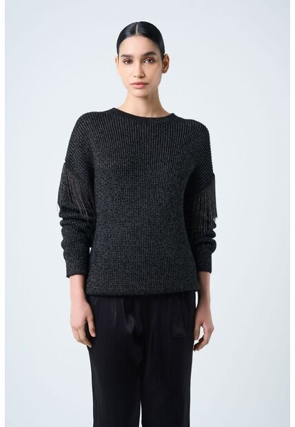 Sweater Draco Tejido Para Mujer Detalle Flecos Y Millaré Sweater Draco Tejido Para Mujer Detalle Flecos Y Millaré Negro XS VÉLEZ