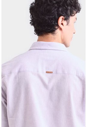 Camisa Manga Corta Lino Para Hombre Bordado Vz Camisa Manga Corta Lino Para Hombre Bordado Vz Lila XXL Vélez