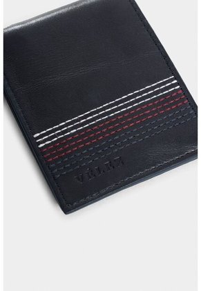 Billetera Stitch De Cuero Costuras Decorativas Azul Oscuro Billetera Stitch De Cuero Costuras Decorativas Azul Oscuro VÉLEZ