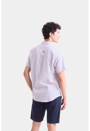 Camisa Manga Corta Lino Para Hombre Bordado Vz Camisa Manga Corta Lino Para Hombre Bordado Vz Lila XXL Vélez