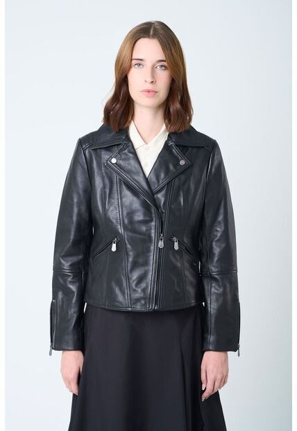 Chaqueta Biker Island De Cuero Para Mujer Fit Ajustado Chaqueta Biker Island De Cuero Para Mujer Fit Ajustado Negro M VÉLEZ