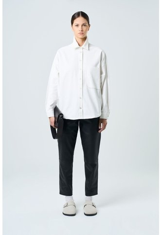 Camisa Avellano Manga Larga Oversized Para Mujer Hombro Rodado Camisa Avellano Manga Larga Oversized Para Mujer Hombro Rodado Crema S VÉLEZ Vélez