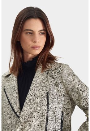 Chaqueta Biker Tokio En Cuero Para Mujer Efecto Metalizado Chaqueta Biker Tokio En Cuero Para Mujer Efecto Metalizado Dorado XX VÉLEZ