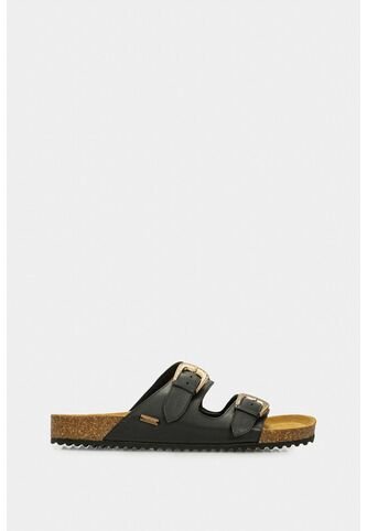 Sandalia Plana Pilos De Cuero Para Mujer Suela Corcho Sandalia Plana Pilos De Cuero Para Mujer Suela Corcho Negro 37 VÉLEZ Vélez