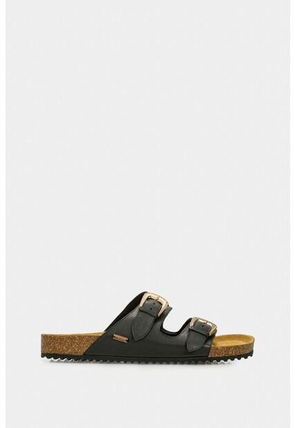 Sandalia Plana Pilos De Cuero Para Mujer Suela Corcho Sandalia Plana Pilos De Cuero Para Mujer Suela Corcho Negro 37 VÉLEZ