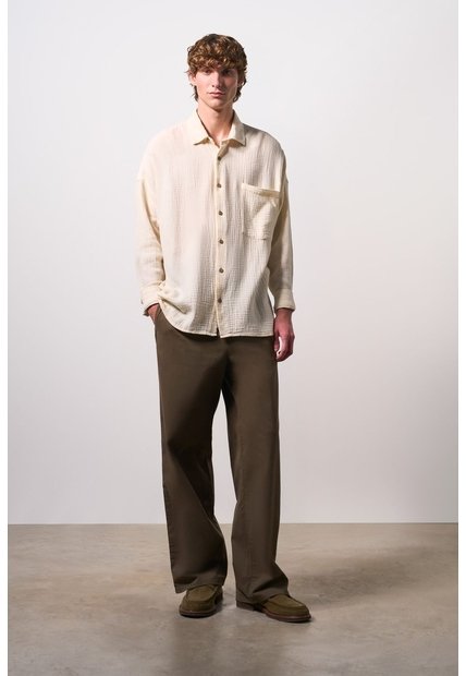Camisa Manga Larga De Lino Para Hombre Siloli Camisa Manga Larga De Lino Para Hombre Siloli Crema S VÉLEZ