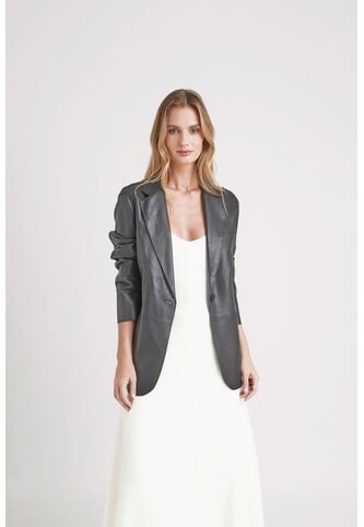 Blazer Astromelia En Cuero Ovino Para Mujer Silueta Recta Blazer Astromelia En Cuero Ovino Para Mujer Silueta Recta Negro XL VÉLEZ Vélez