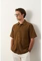 Camisa Manga Corta Orión De Cuero Gamuzado Para Hombre Semi Fitted Camisa Manga Corta Orión De Cuero Gamuzado Para Hombre Semi Fitted Miel XXL VÉLEZ de Vélez