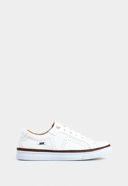 Tenis Planos De Cuero Contraste Tenis Planos De Cuero Contraste Blanco 38 Vélez
