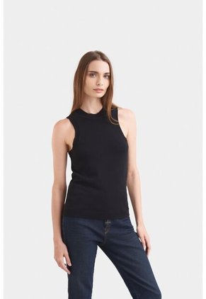 Top Tank Tejido Rectilíneo Para Mujer Manga Sisa Top Tank Tejido Rectilíneo Para Mujer Manga Sisa Negro M VÉLEZ