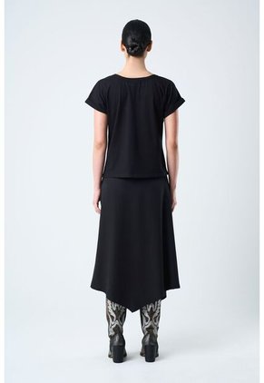 Camiseta Manga Corta Para Mujer Bolsillo Cuero Camiseta Manga Corta Para Mujer Bolsillo Cuero Negro L VÉLEZ