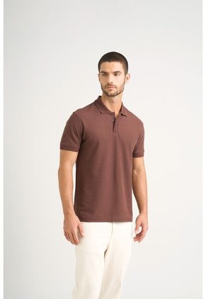 Polo Para Hombre Semi Fit Detalle Jacquard Polo Para Hombre Semi Fit Detalle Jacquard Cafe S VÉLEZ